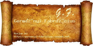 Germányi Fabrícius névjegykártya
